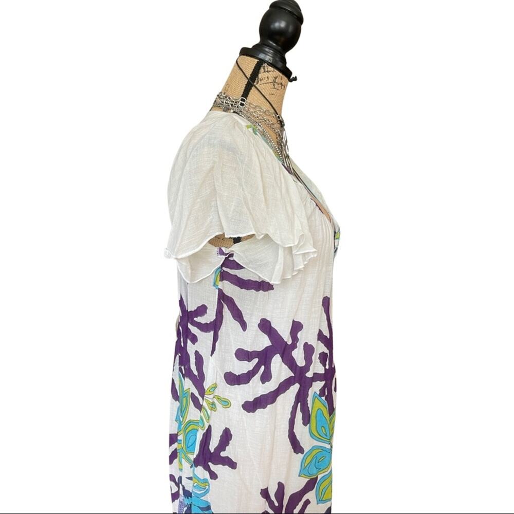 Top Dress Coverup beaded details on neckline white blue purple size XL - Picture 6 of 10